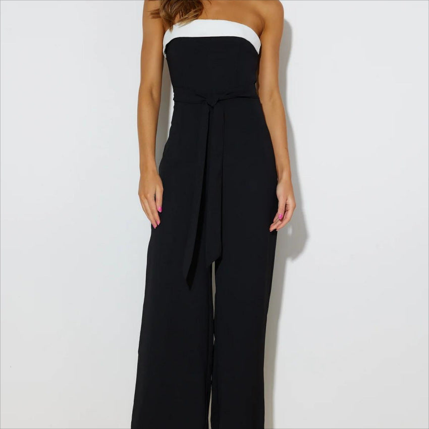 TFE: Chic Spectrum: Off-Neck Colorblock Jumpsuit