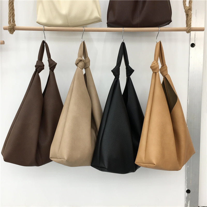 TFE: Large Capacity Soft Leather Versatile Handbag Simple Shoulder Tote Bag