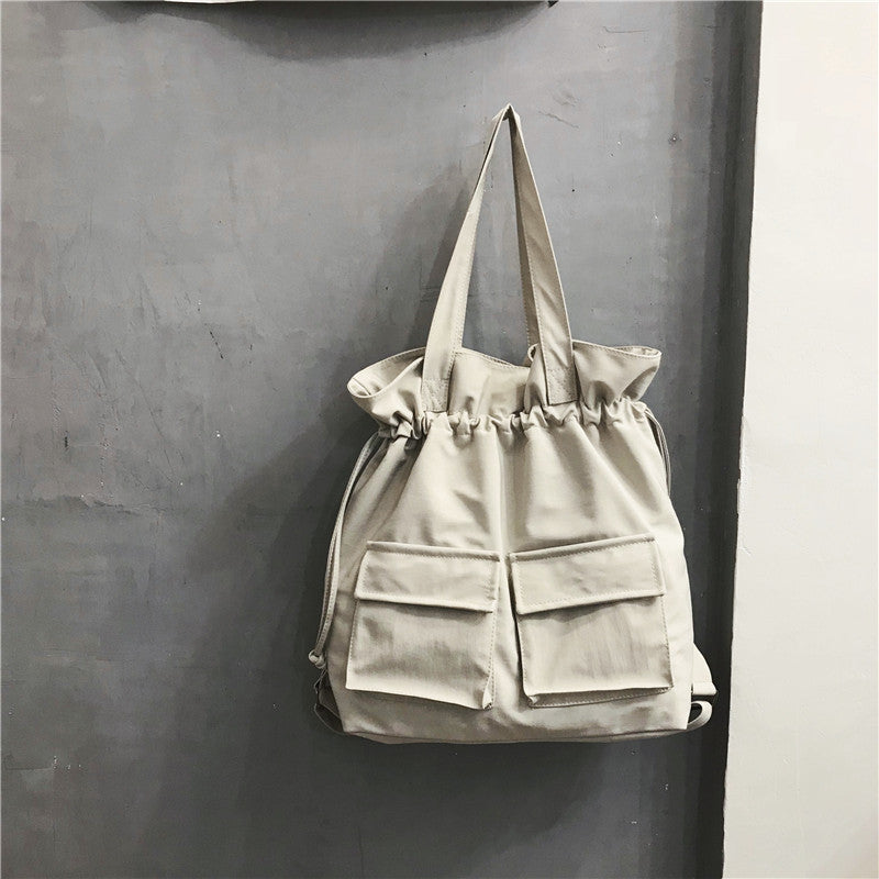 TFE: Canvas Chic Drawstring Shoulder Bag for Fashionable Workwear