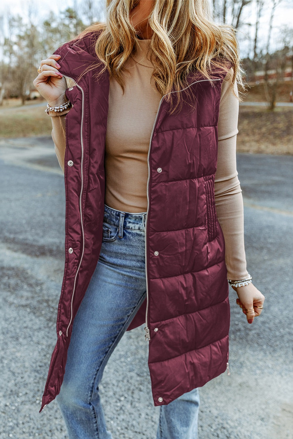 TFE: Sleeveless Puffer Vest with an Extended Hood