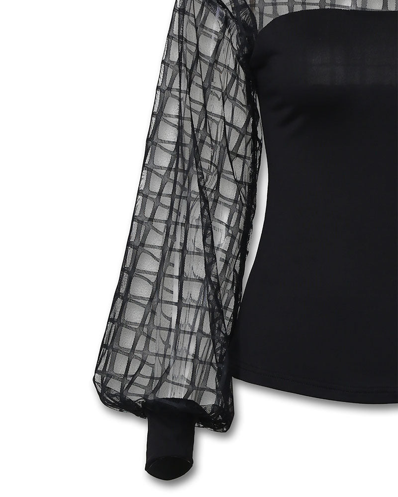 TFE: Urban Chic Midnight Mesh Delight Stitching Top