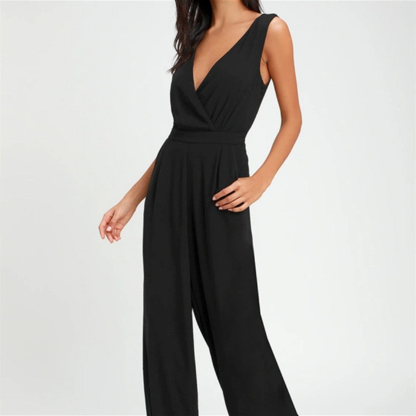 TFE: Lace Jumpsuit  Lady's Backless Deep V Trouser