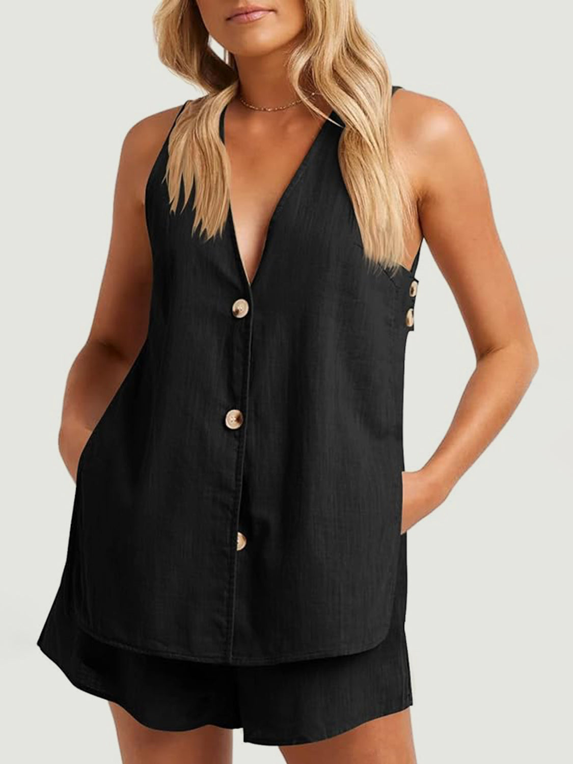 TFE: Full Size Button Up Top and Shorts Set