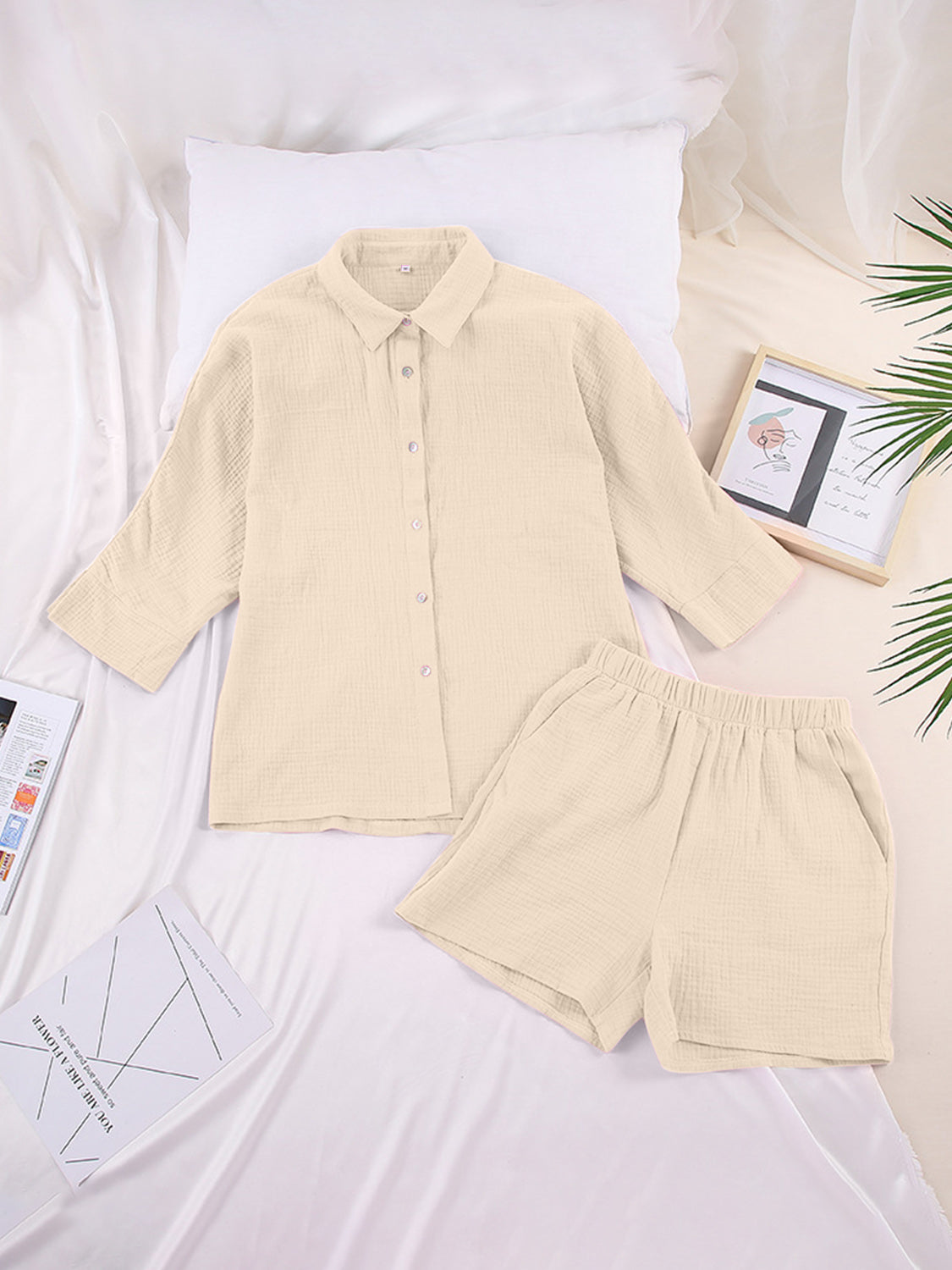 TFE: Texture Button Up Shirt and Shorts Set