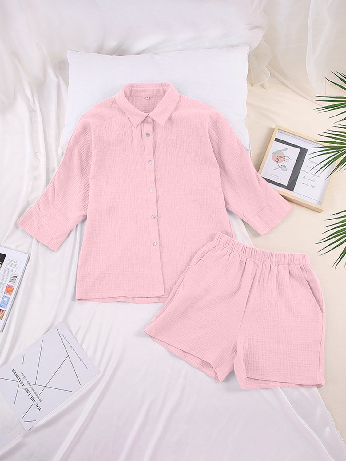 TFE: Texture Button Up Shirt and Shorts Set