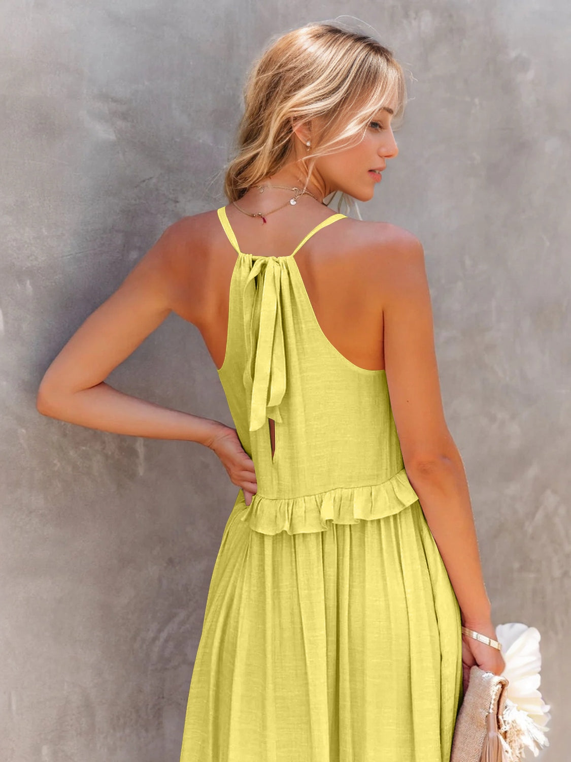 TFE: Ruffled Sleeveless Tiered Maxi Dress with Pockets