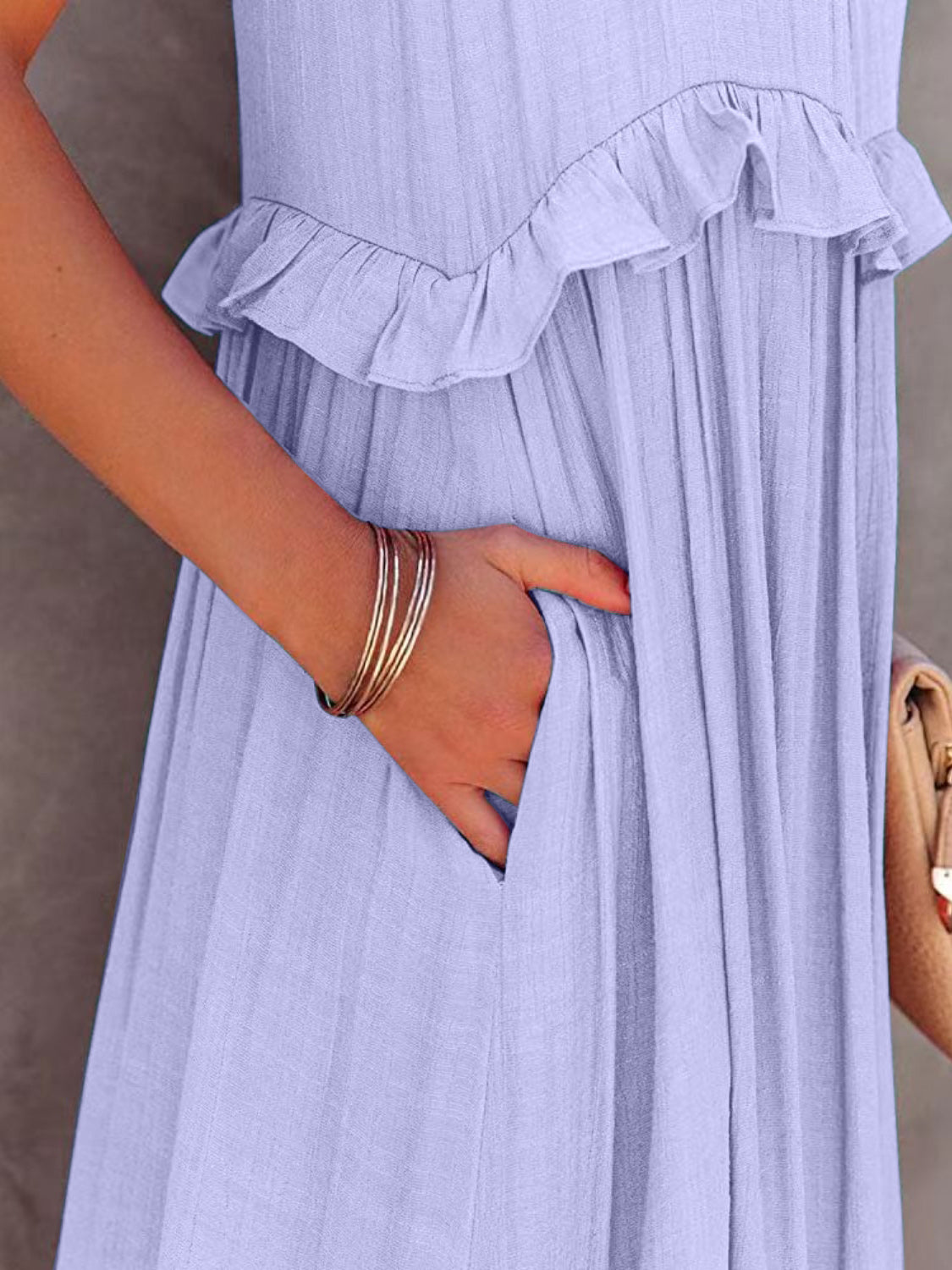 TFE: Ruffled Sleeveless Tiered Maxi Dress with Pockets