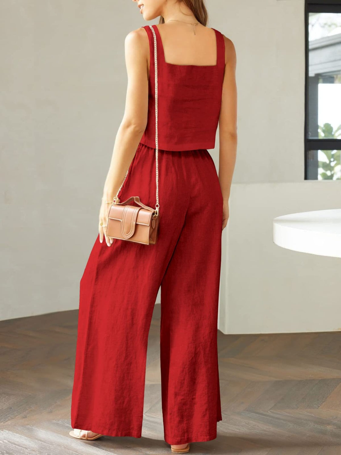 TFE: Square Neck Top and Wide Leg Pants Set