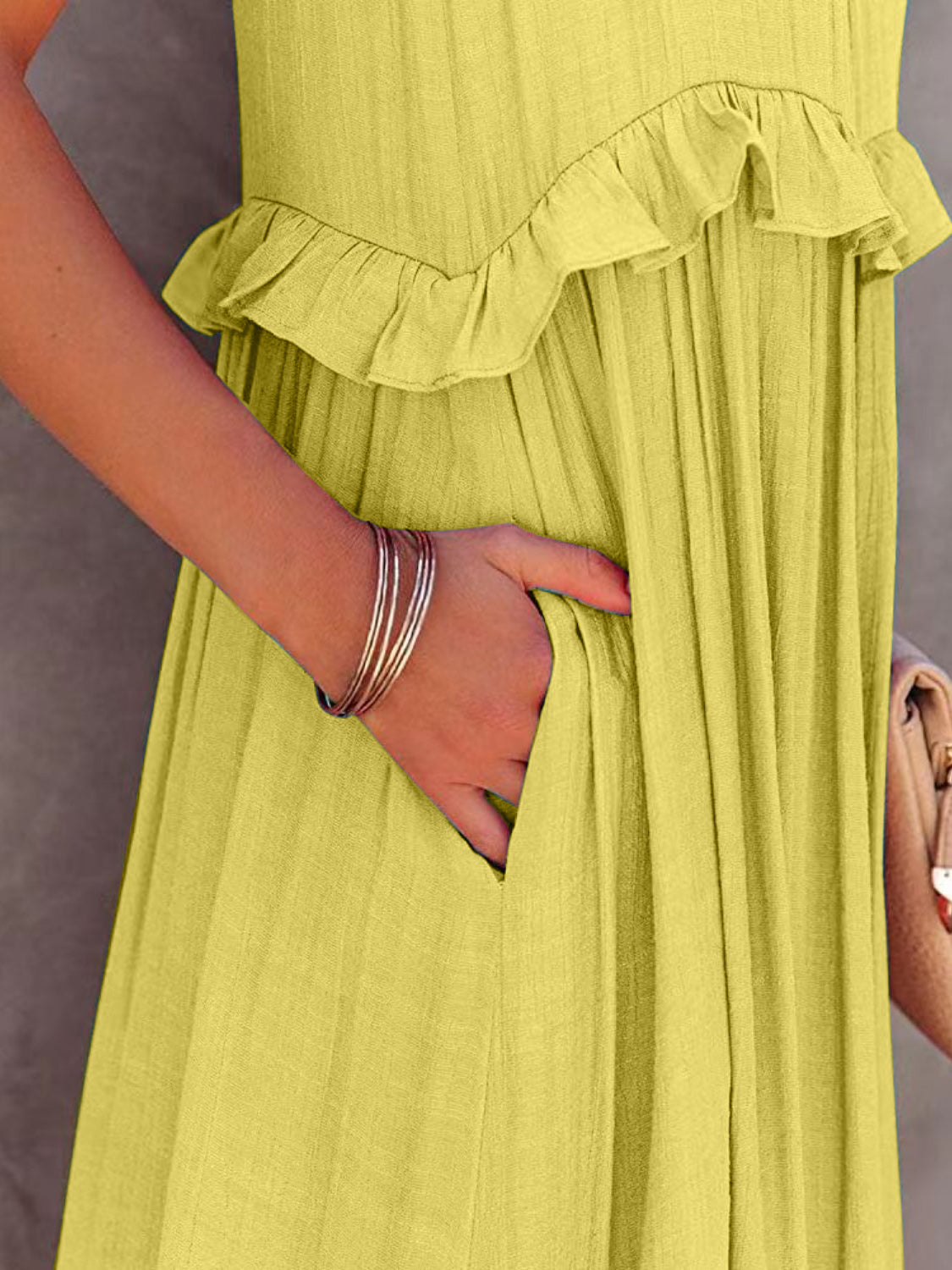 TFE: Ruffled Sleeveless Tiered Maxi Dress with Pockets