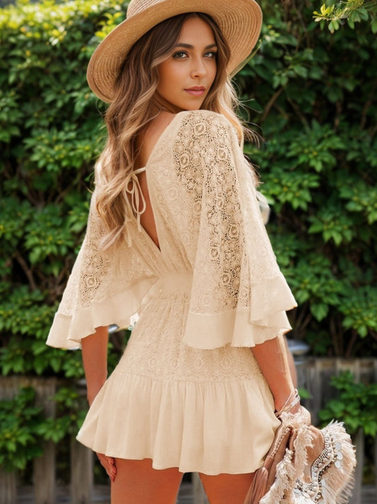 TFE: Lace Cutout Half Sleeve Mini Dress