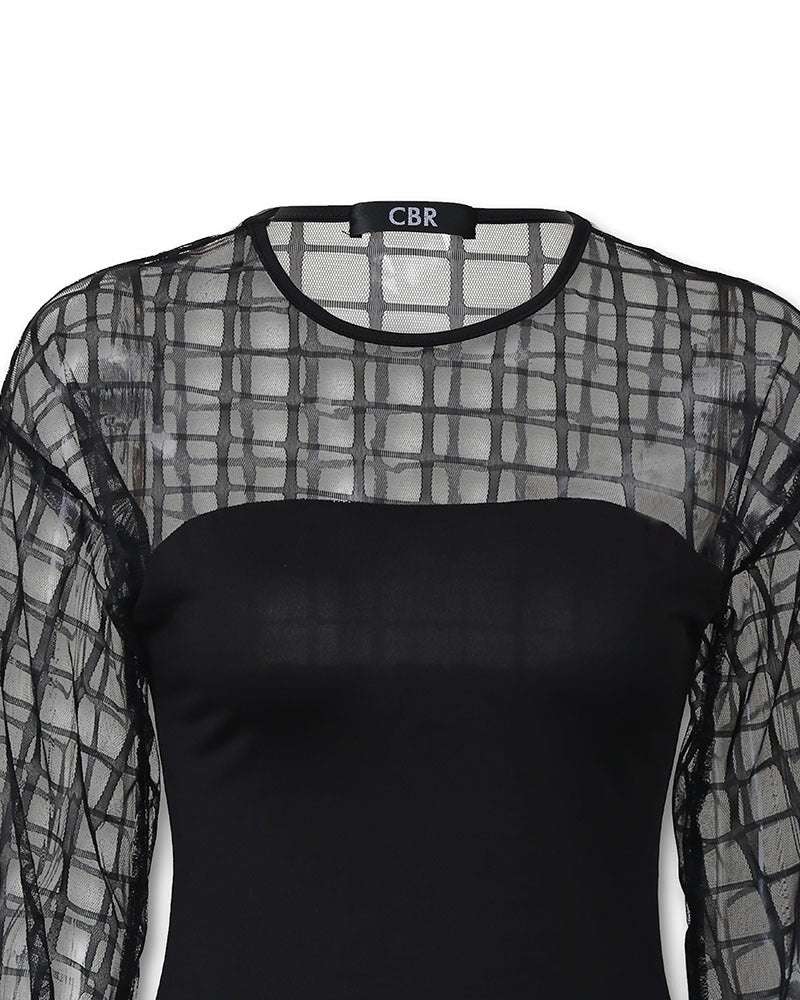 TFE: Urban Chic Midnight Mesh Delight Stitching Top