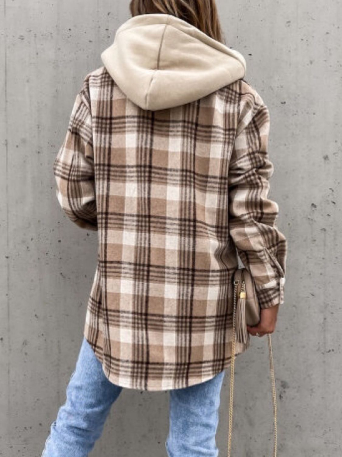 TFE:Plaid Button Up Hooded Jacket