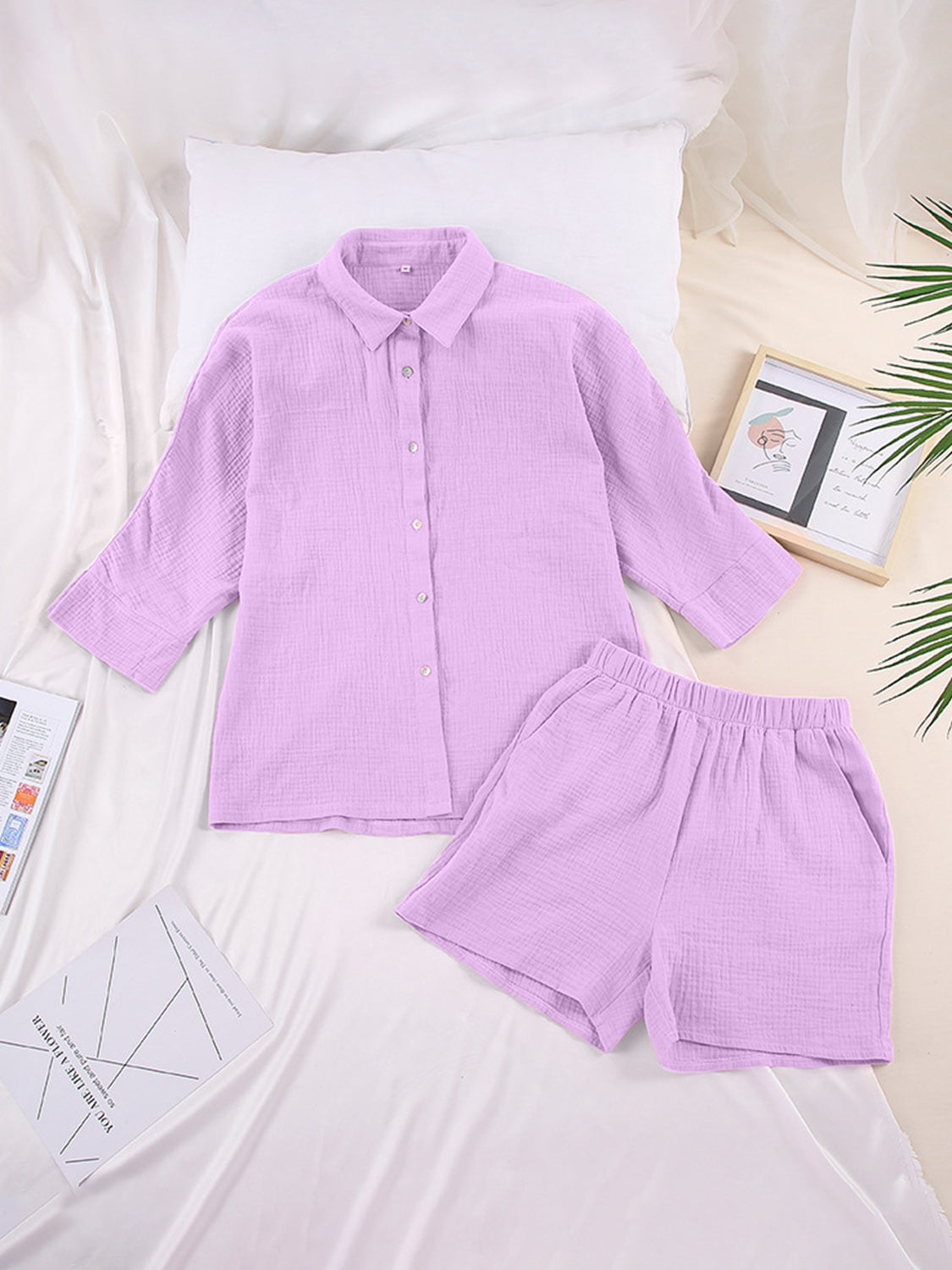 TFE: Texture Button Up Shirt and Shorts Set