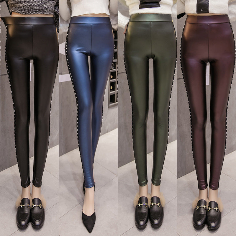 TFE: Studded Decor Design PU Warm Leggins