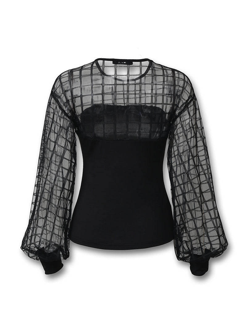 TFE: Urban Chic Midnight Mesh Delight Stitching Top