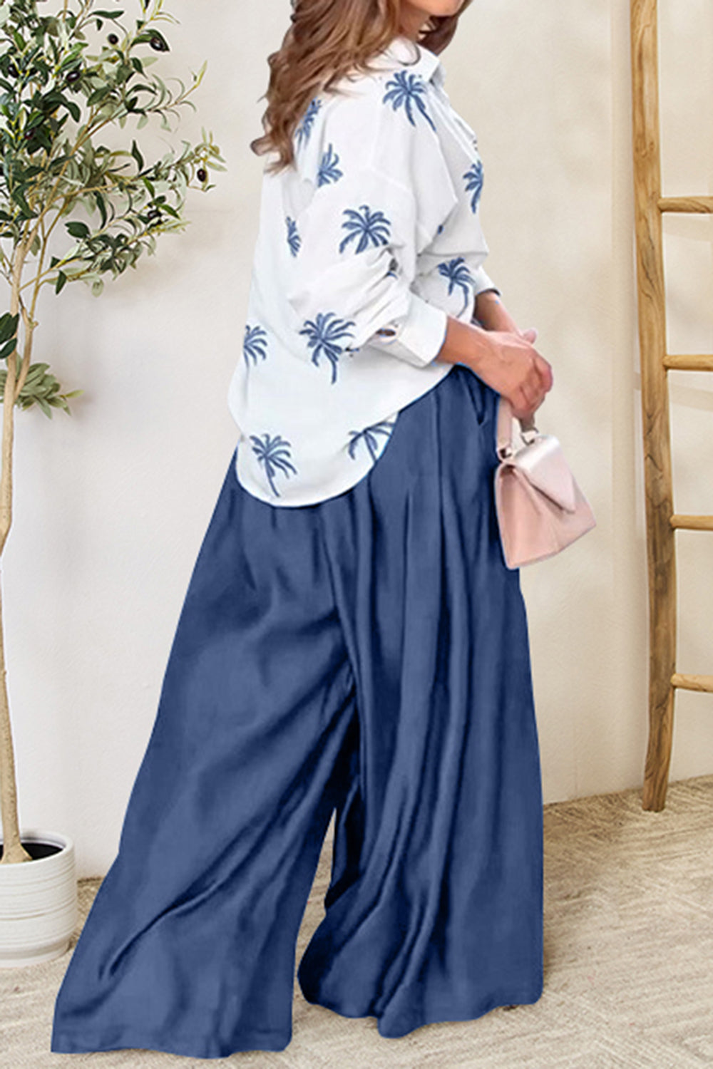 TFE: Pocketed Dropped Shoulder Shirt and Wide Leg Pants Set