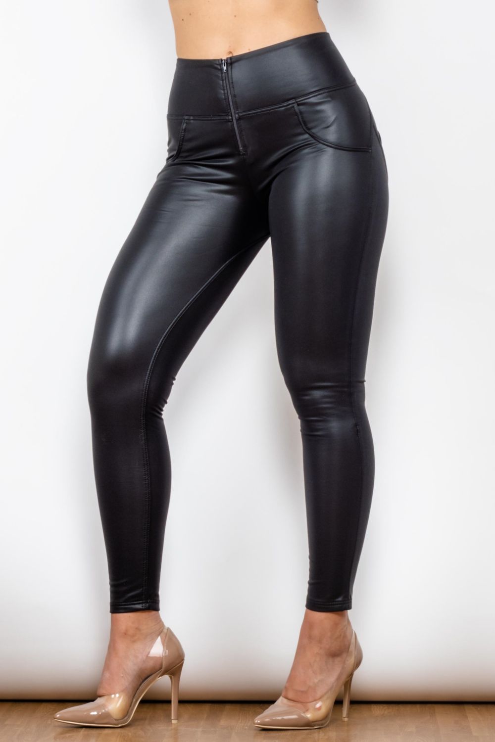 TFE: Full Size PU Leather Zip Detail Leggings