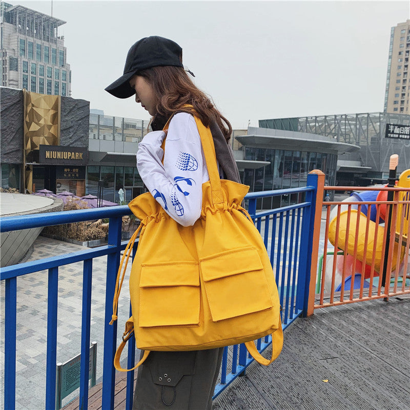 TFE: Canvas Chic Drawstring Shoulder Bag for Fashionable Workwear