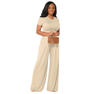 TFE: Fashion Casual Wide Leg Two-piece Set