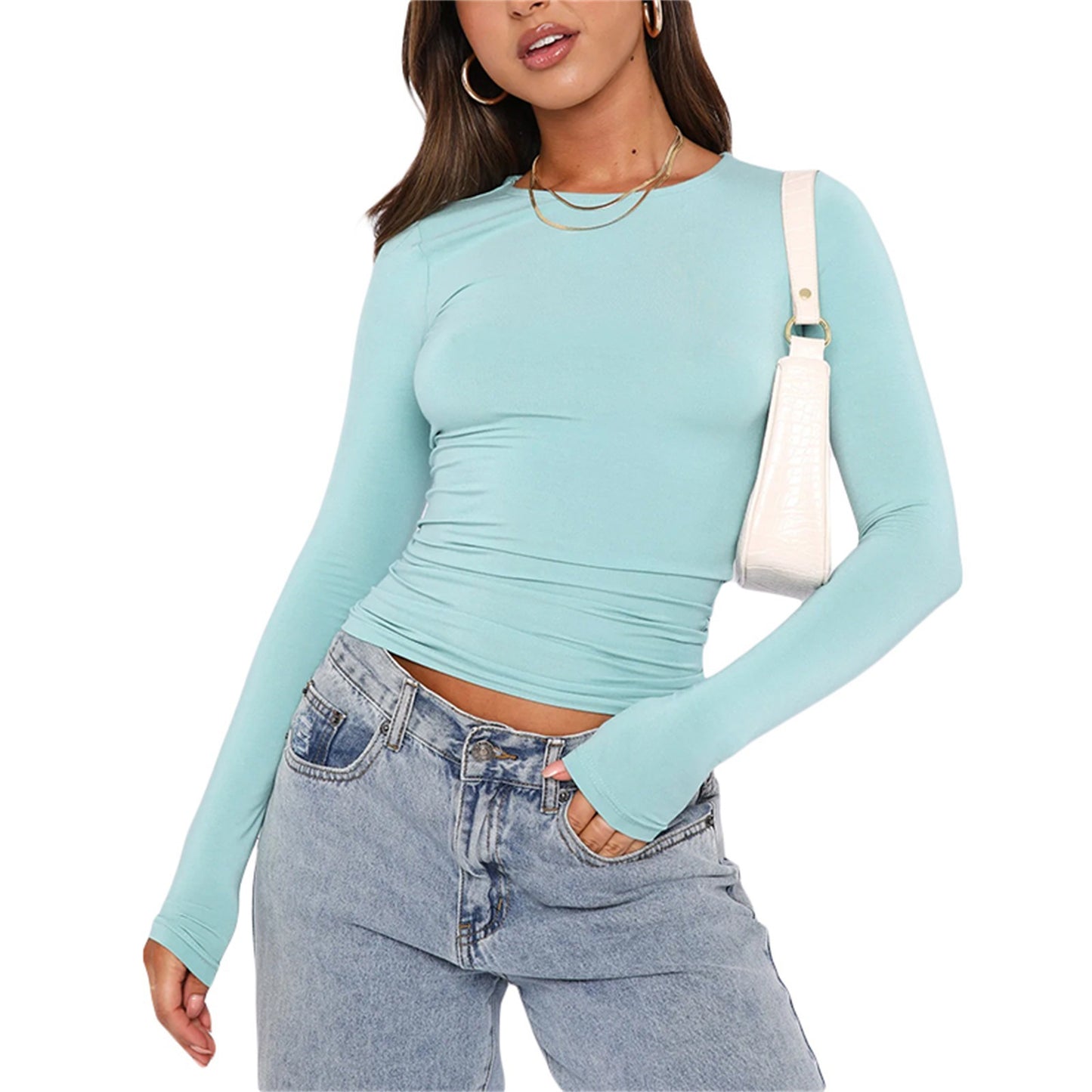 TFE: Women's Fashion Casual Solid Color Slim Pullover T-shirt