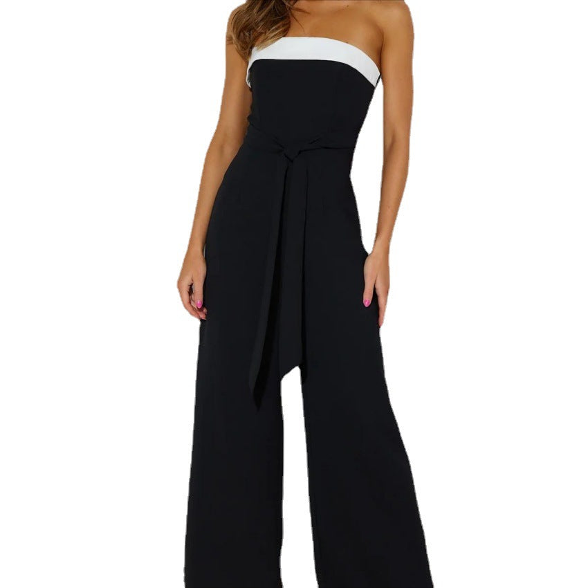 TFE: Chic Spectrum: Off-Neck Colorblock Jumpsuit