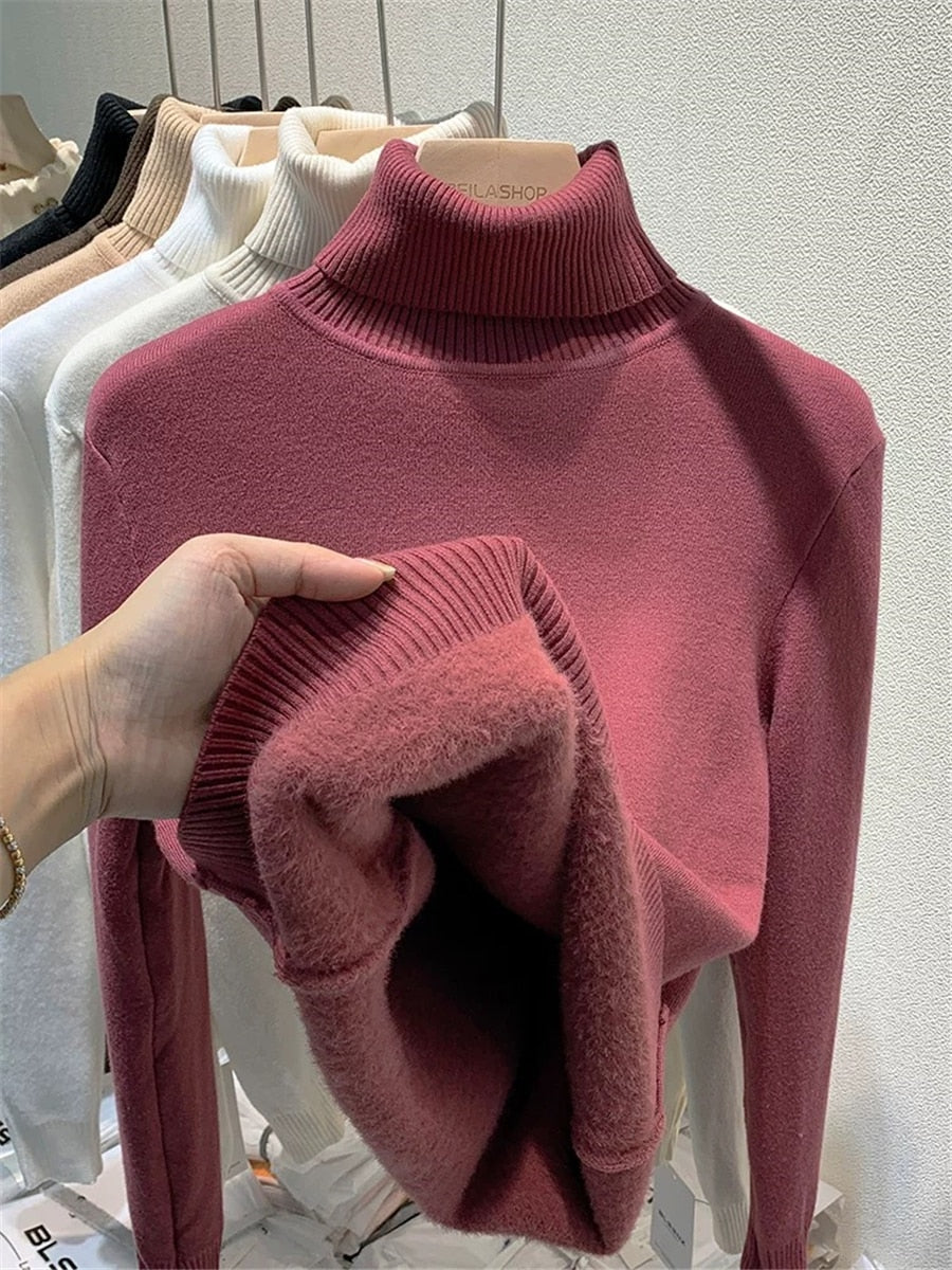 TFE: Winter Turtleneck Warm Velvet-Lined Knitwear Sweater