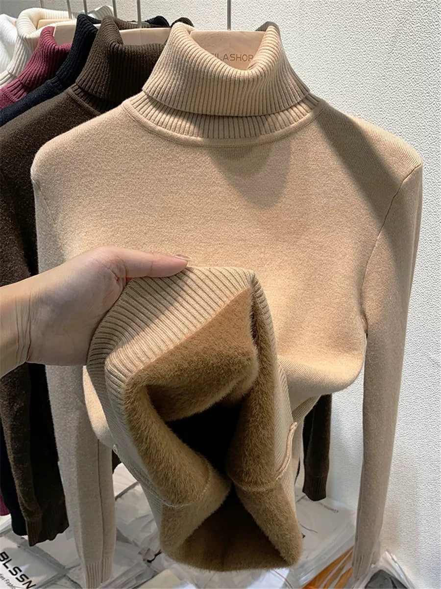 TFE: Winter Turtleneck Warm Velvet-Lined Knitwear Sweater