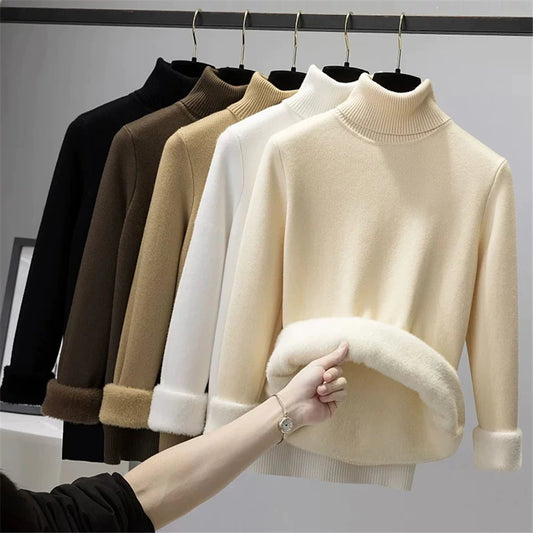 TFE: Winter Turtleneck Warm Velvet-Lined Knitwear Sweater