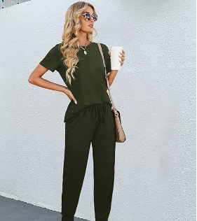 TFE: Stylishly Coordinated Round Neck Top and Drawstring Waist Pants Set