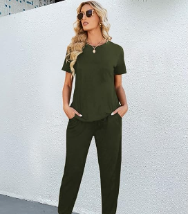 TFE: Stylishly Coordinated Round Neck Top and Drawstring Waist Pants Set