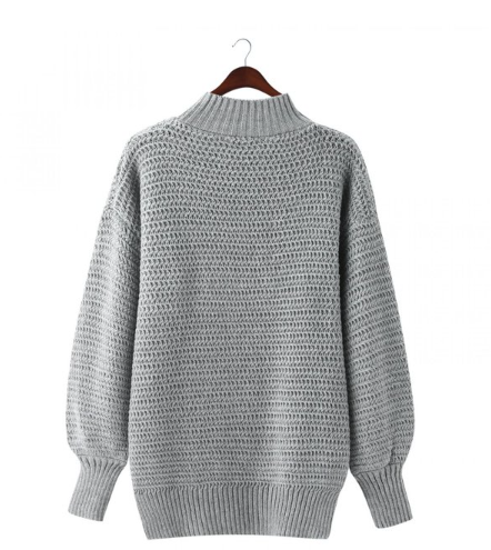 TFE: Chic Slouched Turtleneck Sweater with Stylish Sleeve Drop and Side Slit