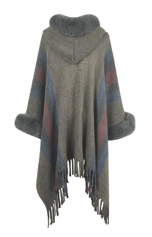 TFE: Vibrant Fringe-Accented Color Block Poncho