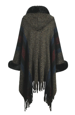 TFE: Vibrant Fringe-Accented Color Block Poncho