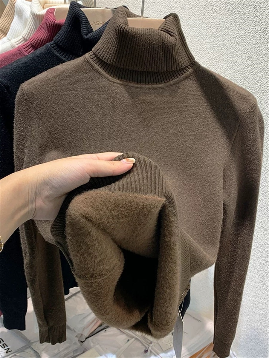 TFE: Winter Turtleneck Warm Velvet-Lined Knitwear Sweater