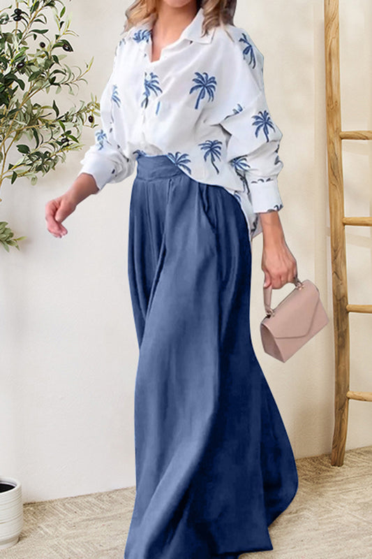 TFE: Pocketed Dropped Shoulder Shirt and Wide Leg Pants Set