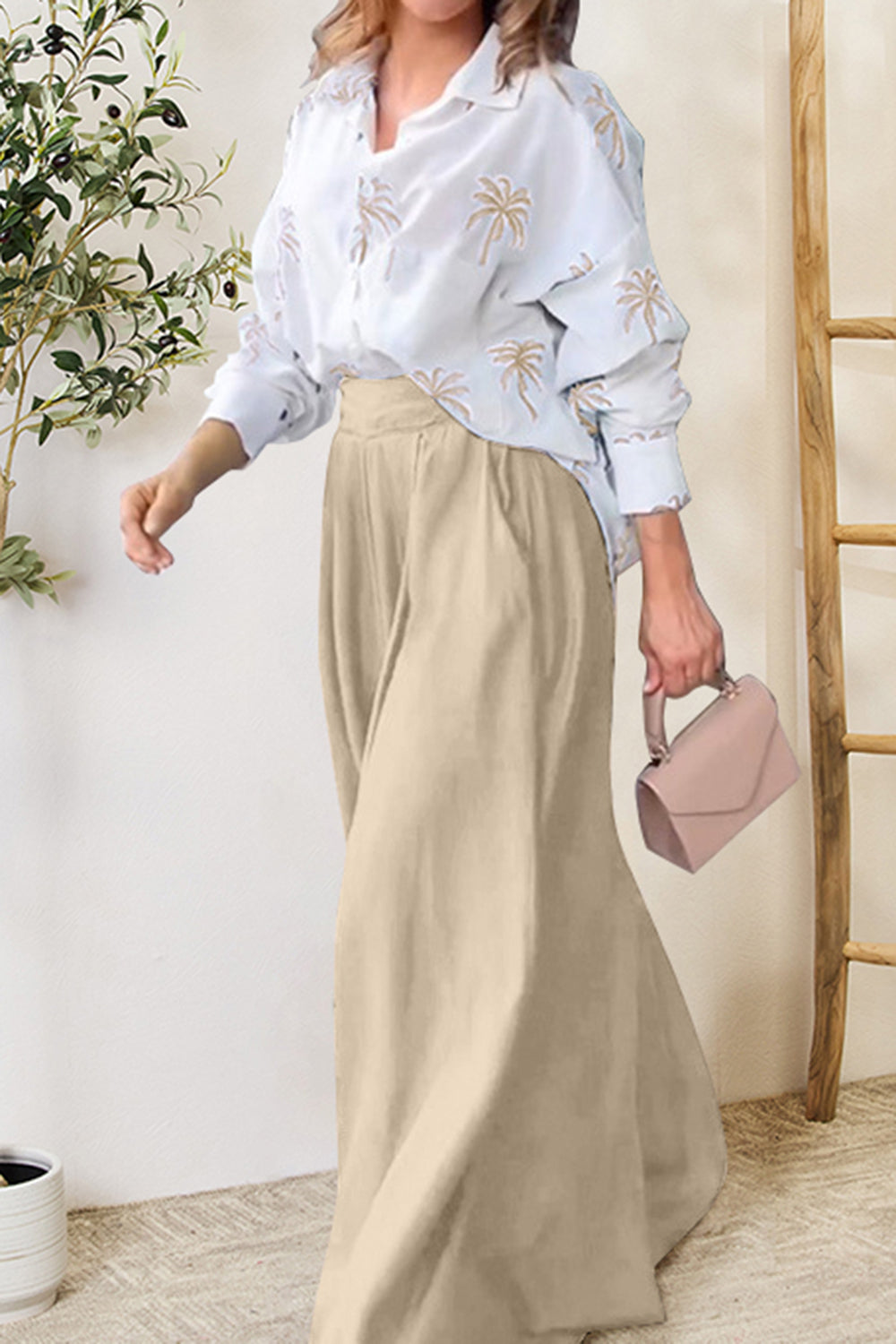 TFE: Pocketed Dropped Shoulder Shirt and Wide Leg Pants Set