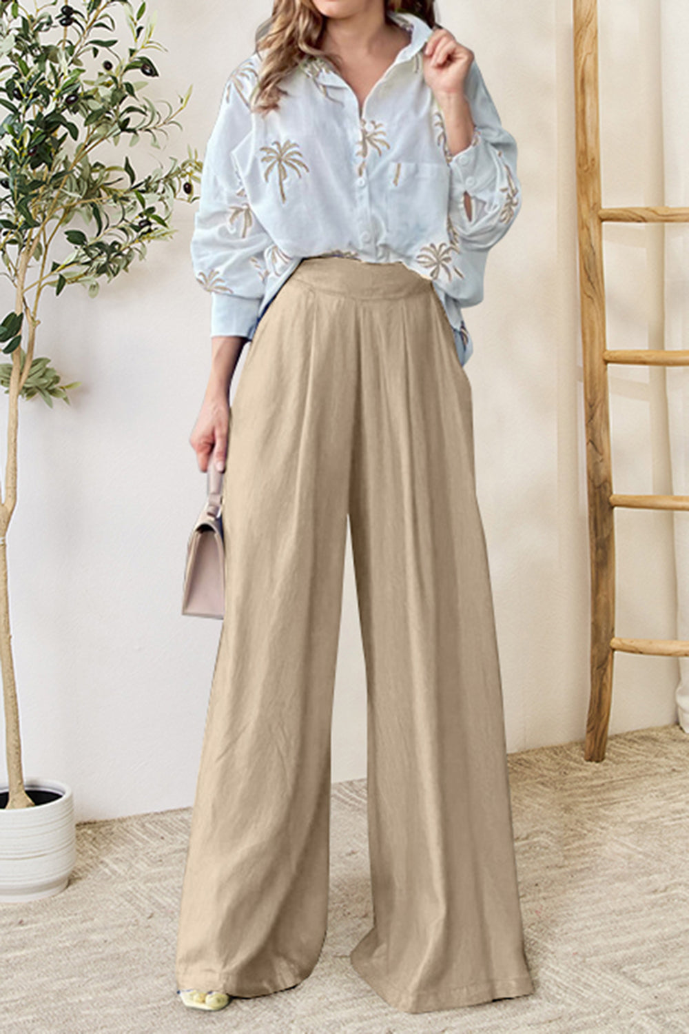 TFE: Pocketed Dropped Shoulder Shirt and Wide Leg Pants Set