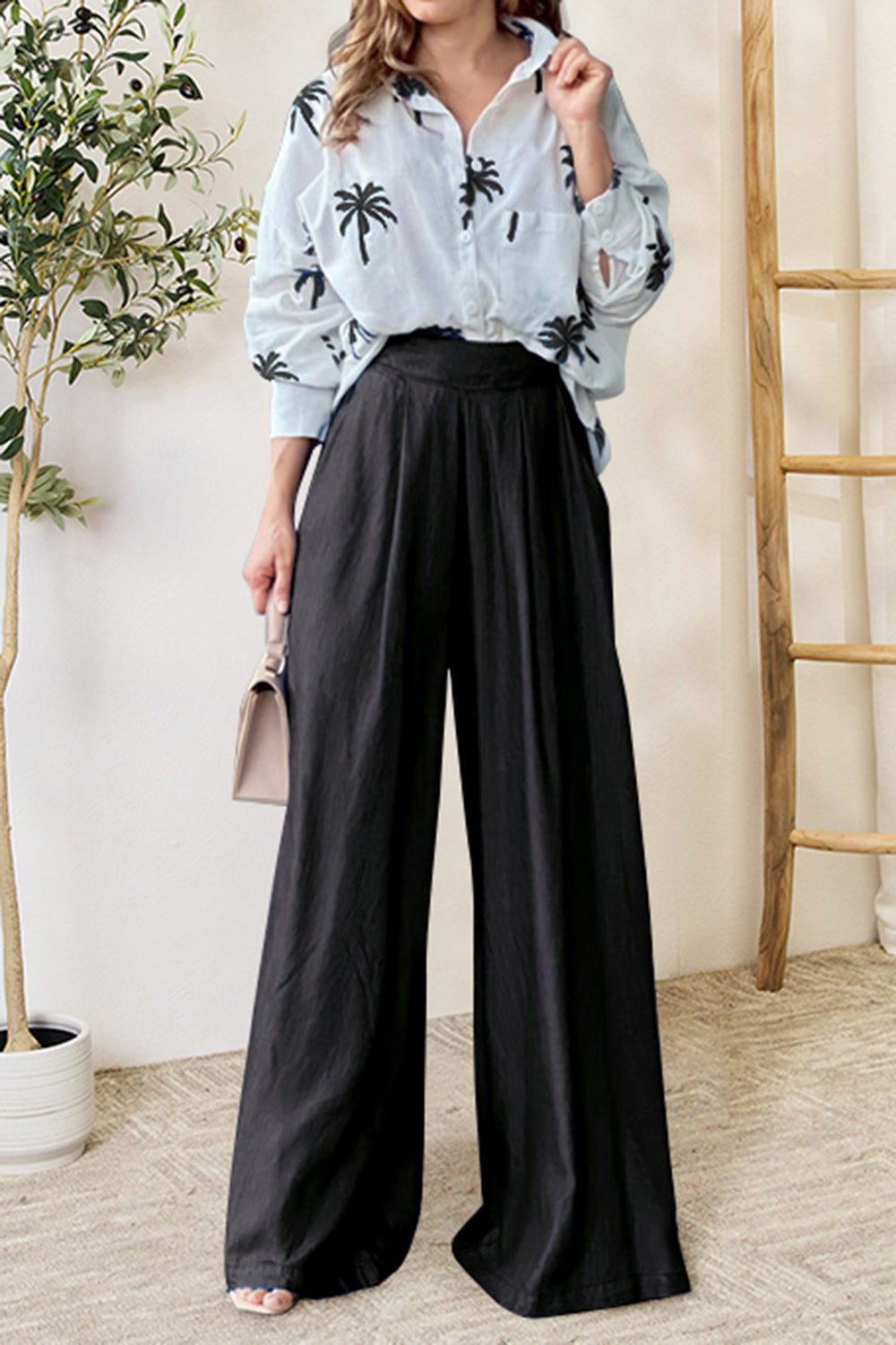 TFE: Pocketed Dropped Shoulder Shirt and Wide Leg Pants Set