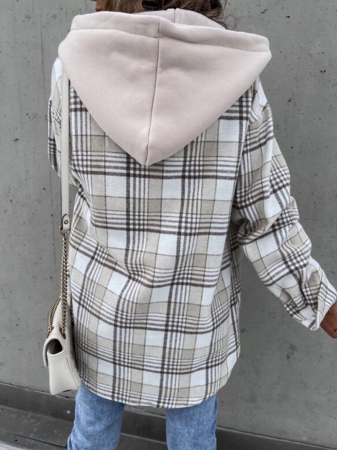 TFE:Plaid Button Up Hooded Jacket