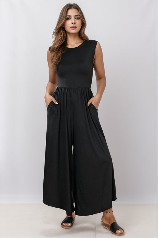 TFE: Round Neck Sleeveless Jumpsuit with Pockets