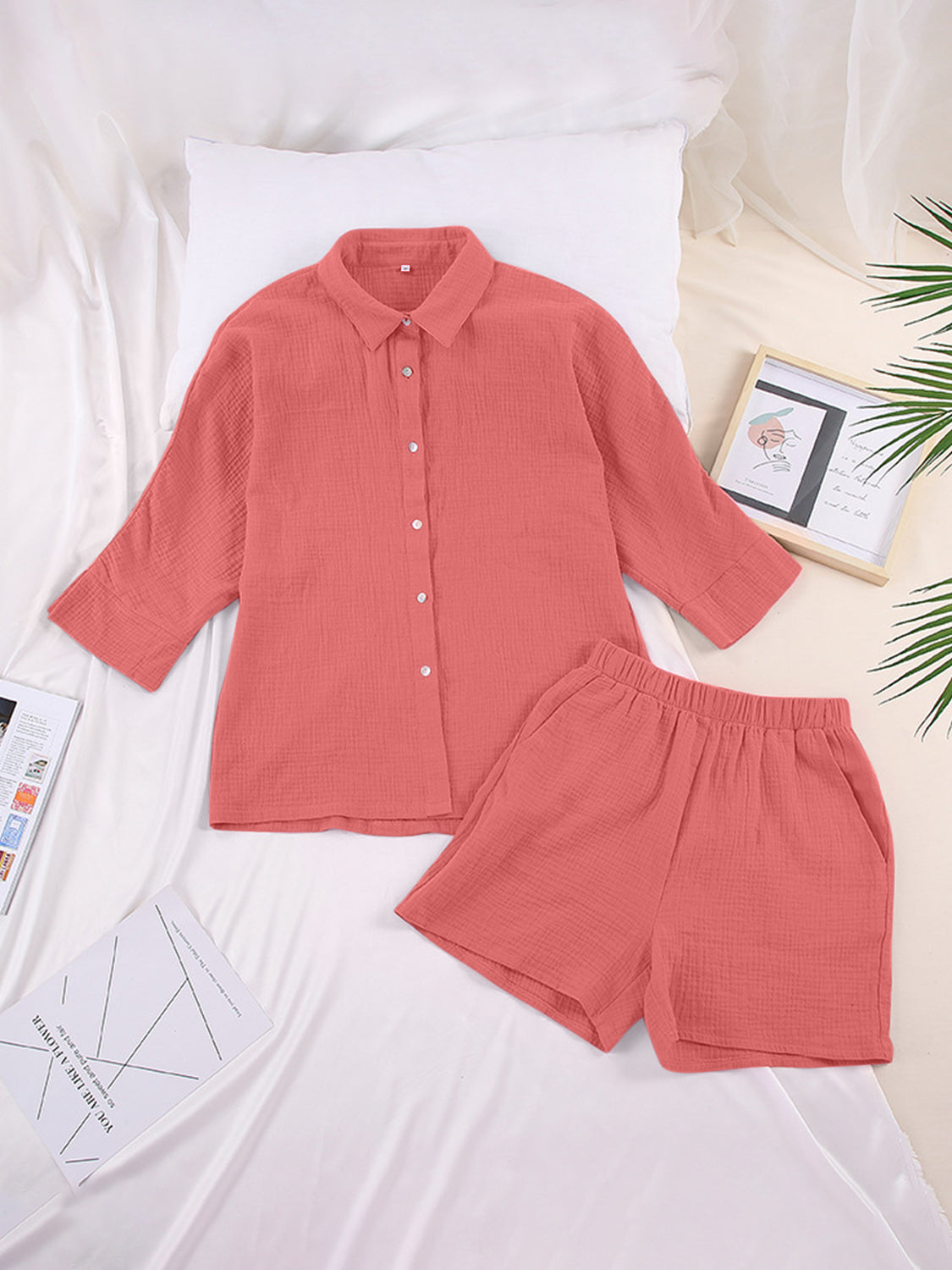 TFE: Texture Button Up Shirt and Shorts Set