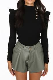 TFE: Long Sleeve Sweater Blouse with Stylish Ribbed Details and Chic Button Accents