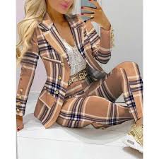 TFE: Double Trouble Plaid Linen Blazer for Women