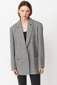 TFE: Chic & Stylish Gray Herringbone Twill Blazer