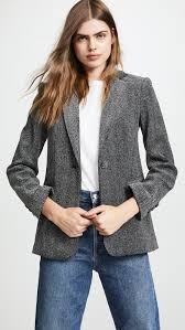 TFE: Chic & Stylish Gray Herringbone Twill Blazer