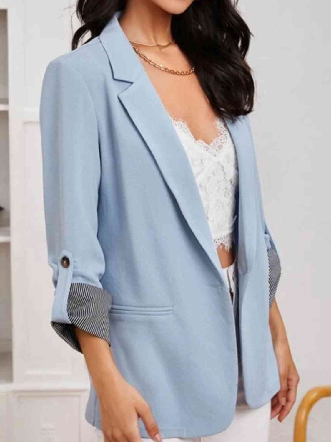 TFE: Lapel Collar Roll-Tab Sleeve Blazer