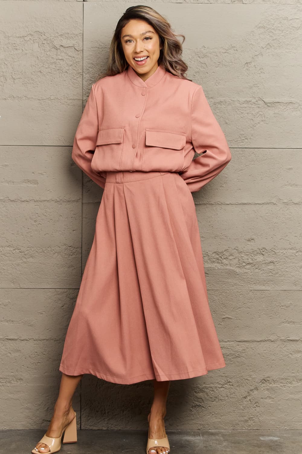 TFE: Chic Long Sleeve and Midi Skirt Sets for Effortless Style