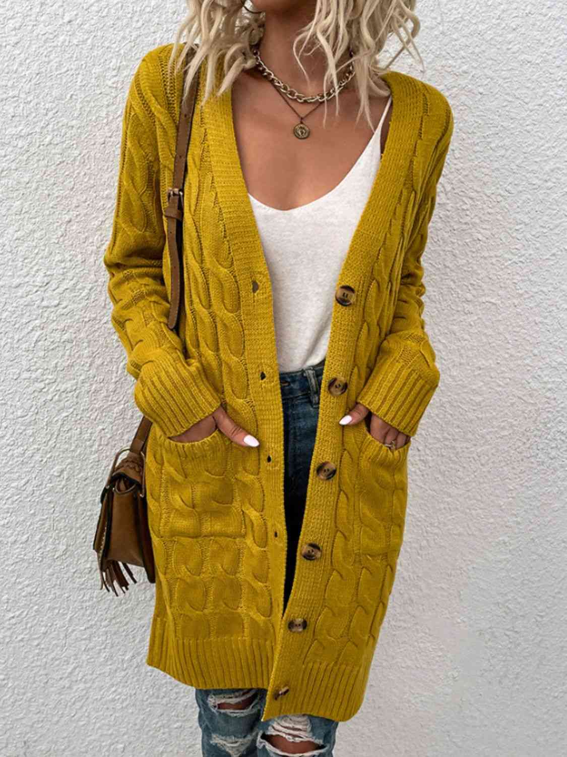 TFE: Comfy Long-Knit Button Down Cardigan with Pockets