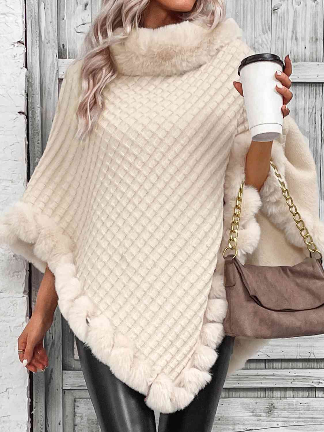 TFE: Breeze Faux Fur Trim Poncho