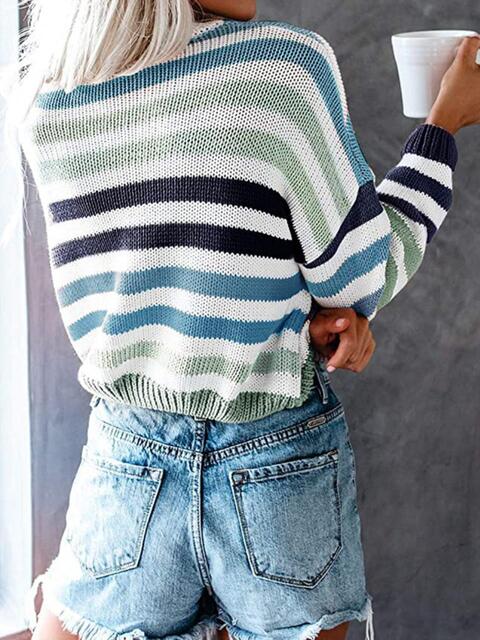 TFE: Colorful Striped Round Neck Knit Sweater